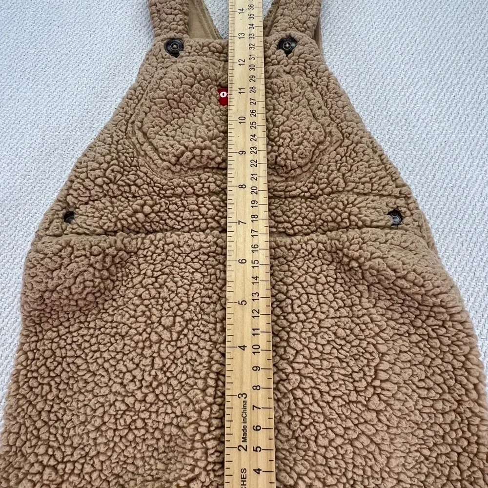 OshKosh B'gosh Baby Teddy Fleece Vestback Overalls Baby 12M Brown Teddy Bibs